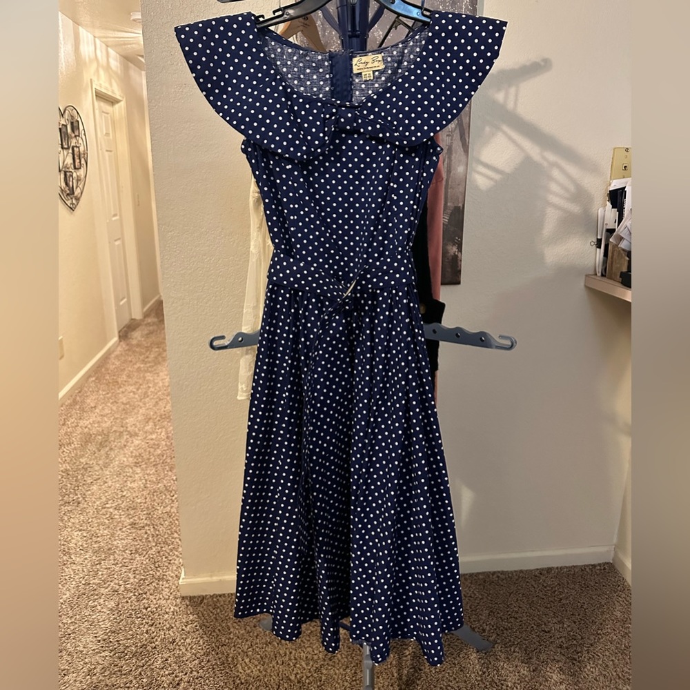 50’s Style blue with white polka dot dress